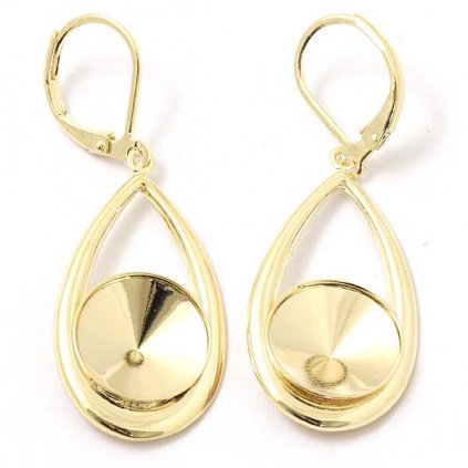 Náušnice Kapka rivoli 12mm gold plating 24kt