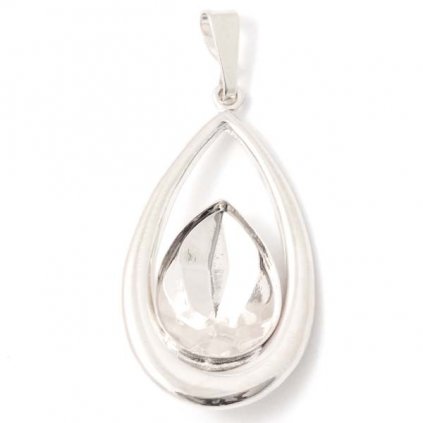 Přívěsek Kapka pear 14mm rhodium