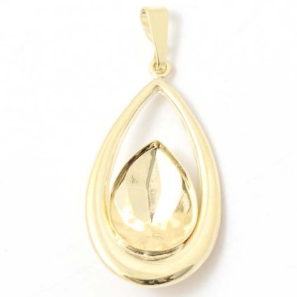 Přívěsek Kapka pear 14mm gold plating 24kt