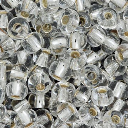 Preciosa® Rokajl 5/0 crystal průtah stříbro (78102)