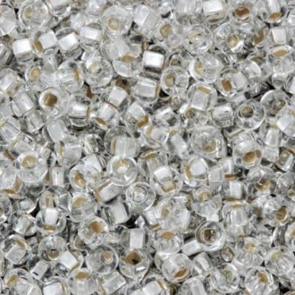 Preciosa® Rokajl 8/0 crystal průtah stříbro (78102)