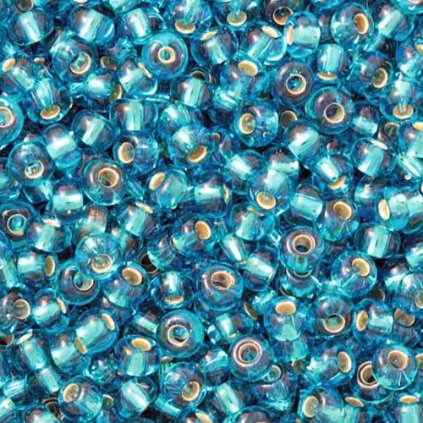Preciosa® Rokajl 9/0 aquamarine průtah stříbro (67000)