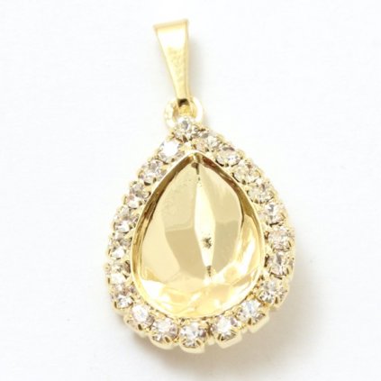 Přívěsek Pear 14mm strass gold plating 24kt