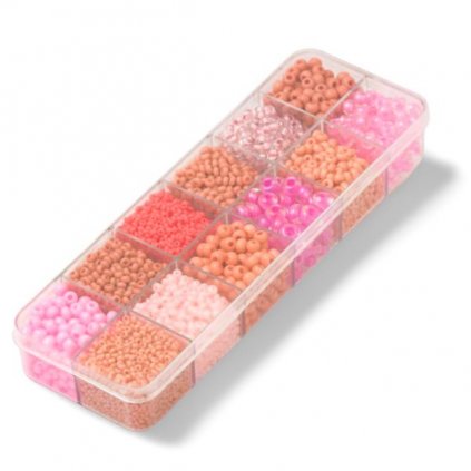 Preciosa® Rokajl barvený mix box růžová (12x 15g)