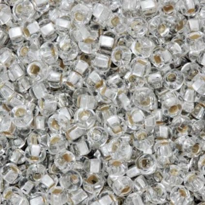 Preciosa® Rokajl 11/0 crystal průtah stříbo (78102)
