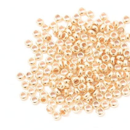 Zamačkavací rokajl 2mm chirurgická ocel rose gold (20ks)