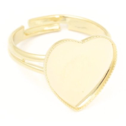 Prsten srdce 15mm miligrán gold plating 24tk