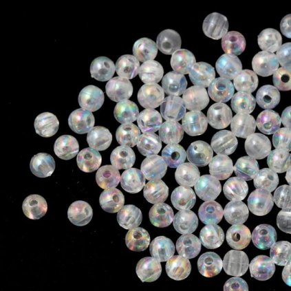 Plastový korálek kulička 6mm crystal AB (5g)