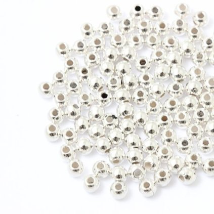 Plastový korálek kulička 8mm stříbro (5g)