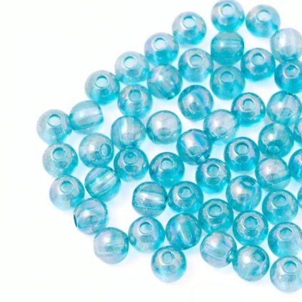 Plastový korálek kulička 8mm aquamarine AB (5g)