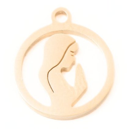 Přívěsek panna Maria 12mm chirurgická ocel rose gold