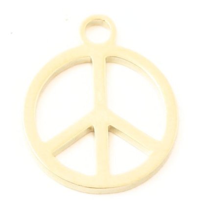 Přívěsek Peace 12mm chirurgická ocel gold plating 24kt