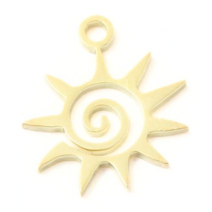 Přívěsek slunce 13mm chirurgická ocel gold plating 24kt