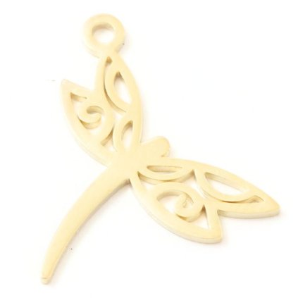 Přívěsek vážka 19/15mm chirurgická ocel gold plating 24kt