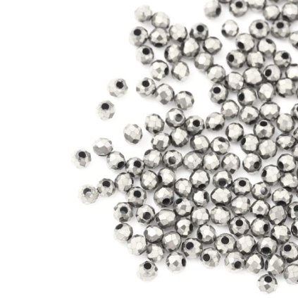 Hematit broušený 3mm galvanizováno platina (1ks)