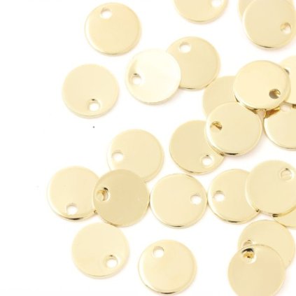 Přívěsek pro gravírování 6mm chirurgická ocel gold plating 24kt