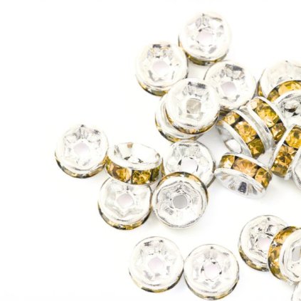 Šatonová rondelka 6/3mm stříbro / topaz