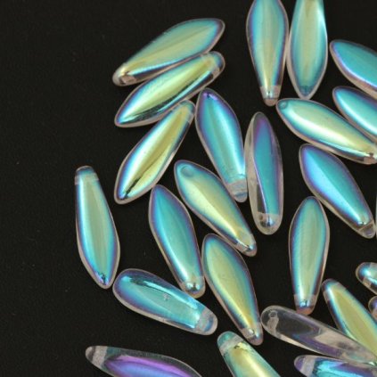 Korálek mačkaný jazýček 16/6mm crystal AB 00030/28701 (10ks)