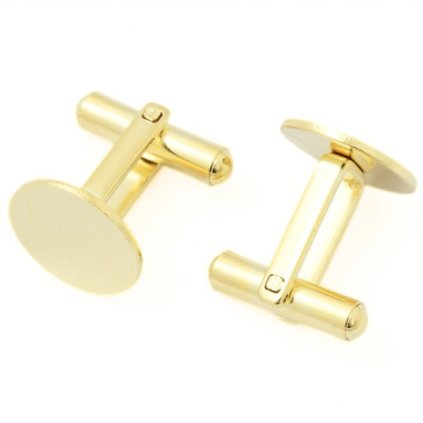 Manžetový knoflík kruh ploška 14mm chirurgická ocel gold plating 24kt