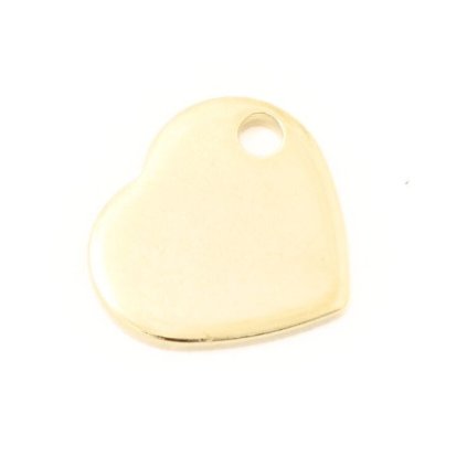 Přívěsek pro gravírování srdce 10mm chirurgická ocel gold plating 24kt