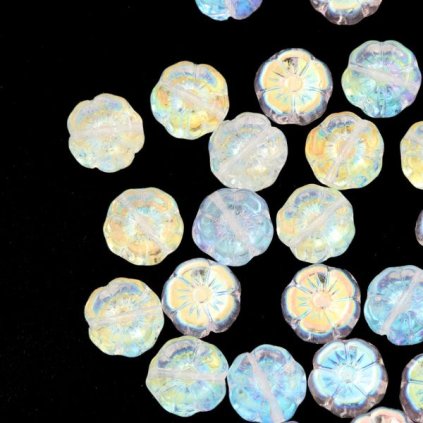 Korálek mačkaný kytička Hawaii 8/4mm crystal AB 00030/28701 (20ks)