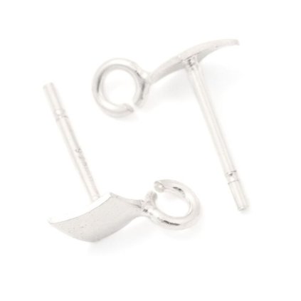 Náušnice puzeta kosodelník s očkem 8/6mm Ag925 rhodium