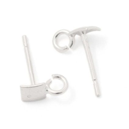 Náušnice puzeta čtverec s očkem 6mm Ag925 rhodium