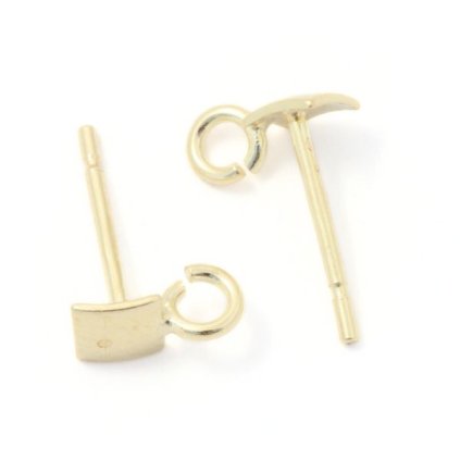 Náušnice puzeta čtverec s očkem 6mm Ag925 gold plating 24kt