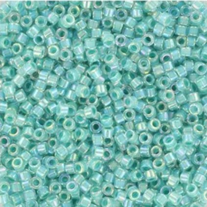 Miyuki Delica 11/0 green lined turquoise crystal ab (DB-79)