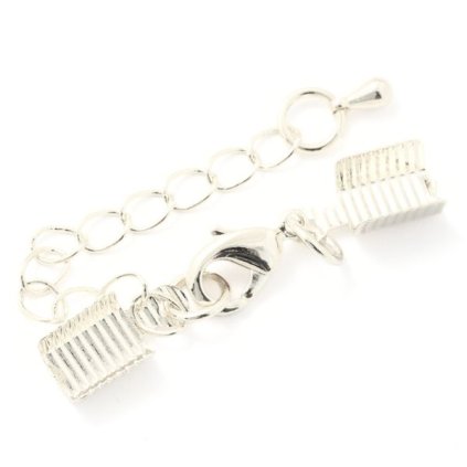 Koncovka set s karabinkou 12mm a řetízkem stříbrná