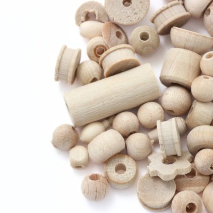 Dřevěné korálky mix 50g
