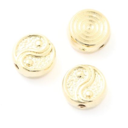 Korálek Jin Jang 7/3mm chirurgická ocel gold plating 24kt