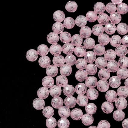 Kubická Zirconie 4mm broušená růžová (10ks)