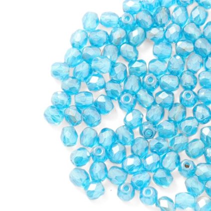 Korálky broušené 4mm aquamarine listr 60010/14400 (50ks)