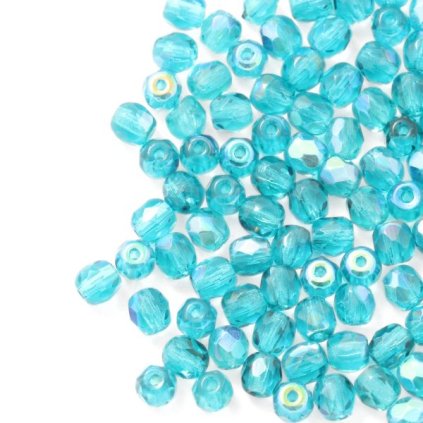Korálky broušené 4mm tyrkysová AB 60140/28701 (50ks)