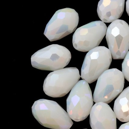 Korálek broušený hruška 15/10mm bílá AB (1ks)