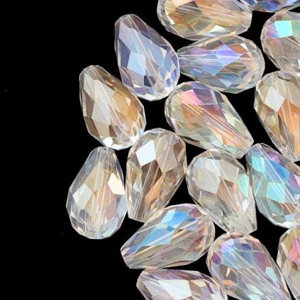 Korálek broušený hruška 19/12mm crystal AB (1ks)