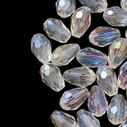 Korálek broušený hruška 11/8mm crystal AB (10ks)