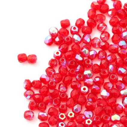 Korálky broušené 3mm light siam AB 90080/28701 (50ks)