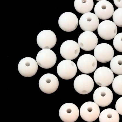 Plastový korálek kulička 8mm bílá (5g)