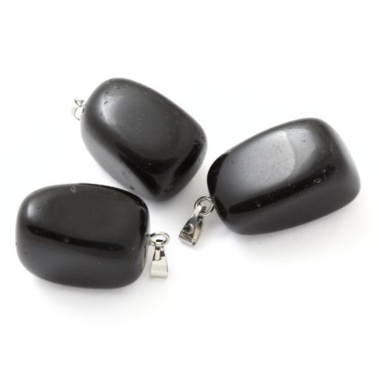 Přívěsek Achát černý cca 25/20mm (1ks)