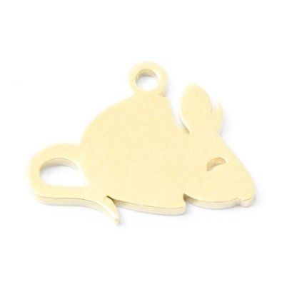 Přívěsek myška 10mm chirurgická ocel gold plating 24kt