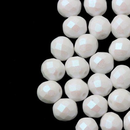 Korálky broušené 8mm Pearlescent White 27402 (20ks)
