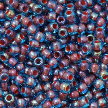TOHO Round 11/0 Aquamarine Lined Oxblood