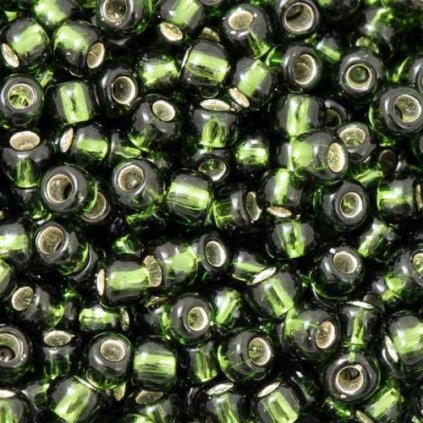 TOHO Round 8/0 Silver/Olivine Lined