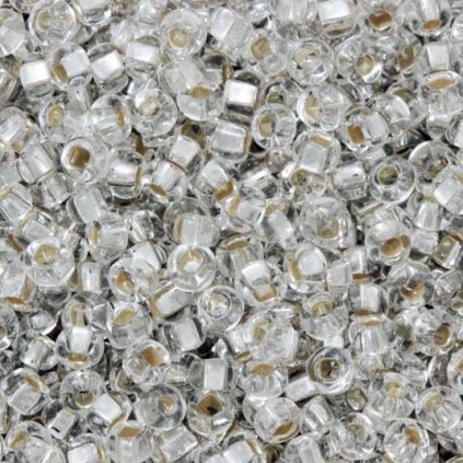 Preciosa® Rokajl 8/0 crystal stříbrný průtah