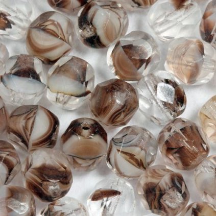 Korálky brúsené 6mm crystal / hnedá (40ks)
