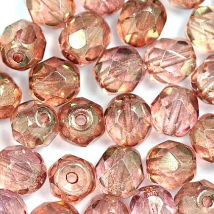Korálky brúsené 6mm ružová listre