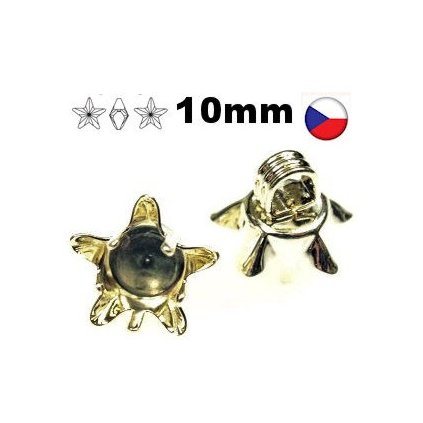 Našívacie gombík Star 10mm krapny gold plating 24kt