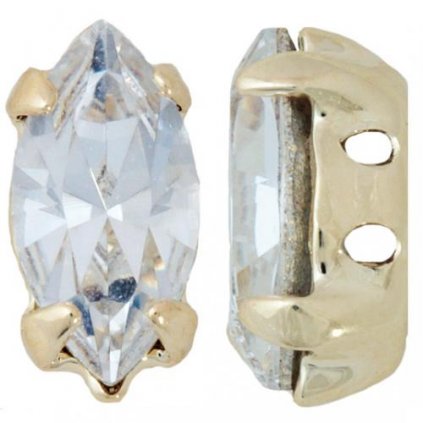 Našívací kotlík Gold Plating/Swarovski® Crystals Naveta 10x5mm Crystal